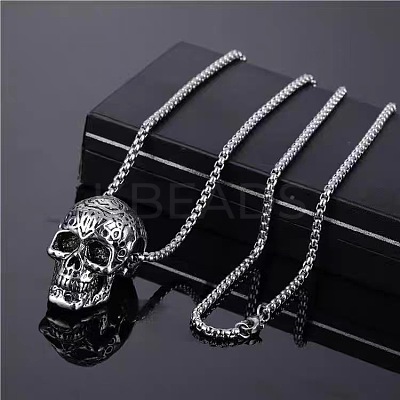 Alloy Ruby Rhinestone Pendant 667 Stainless Steel Chain Necklaces FS-WG7010E-07-1
