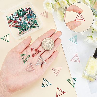 70Pcs 5 Colors 430 Stainless Steel Filigree Pendants STAS-UN0026-99-1
