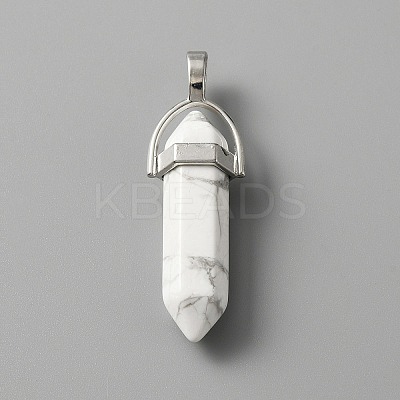 Natural Howlite Double Terminal Pointed Pendants LS-G-TAC0001-07C-1