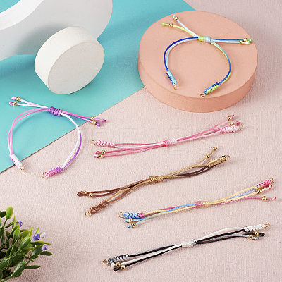 8Pcs 8 Colors Gradient Color Adjustable Braided Segment Dyed Nylon Bracelets AJEW-TA0001-31-1
