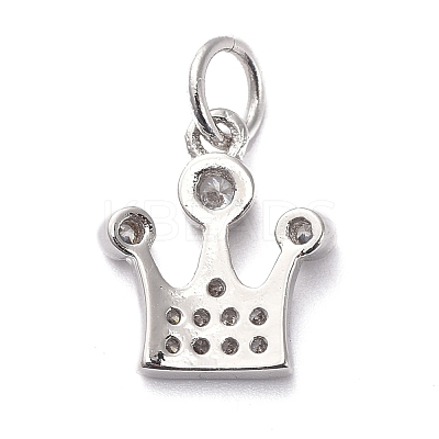 Brass Micro Pave Clear Cubic Zirconia Charms KK-I658-17P-1