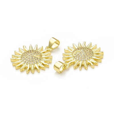 Rack Plating Brass Micro Pave Clear Cubic Zirconia Pendants KK-C011-13G-1