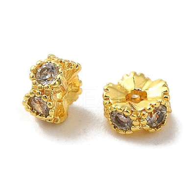 Brass Micro Pave Cubic Zirconia Beads KK-C072-22G-1