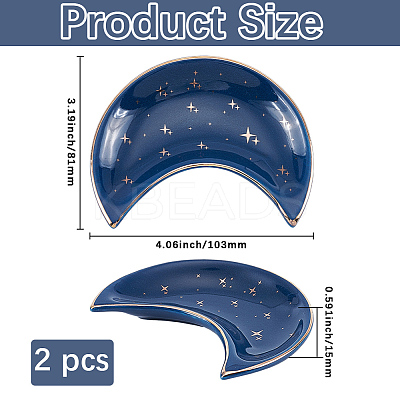 2Pcs Moon Porcelain Jewelry Plate DJEW-BBC0001-02-1