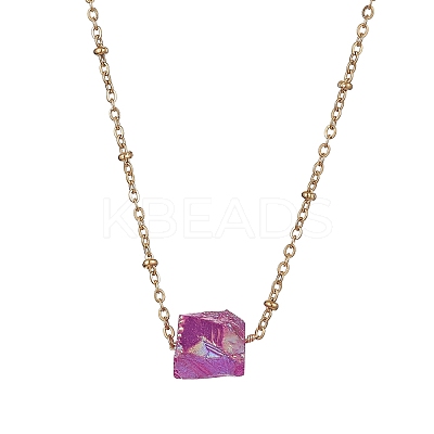 5Pcs 5 Colors Dyed Natural Quartz Polygon Pendant Necklaces NJEW-JN04491-S-1