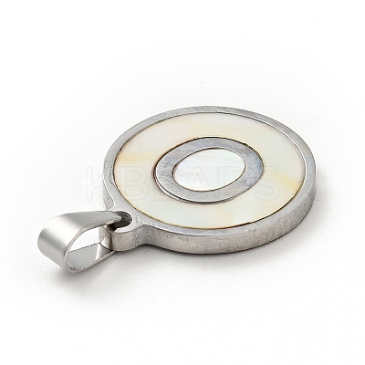 304 Stainless Steel with White Shell Pendants STAS-G268-01O-P-1