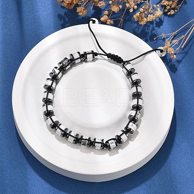 Adjustable Natural Howlite and Non-magnetic Synthetic Hematite Braided Bead Bracelets BJEW-Z090-01O-1