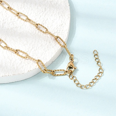4MM 304 Stainless Steel Textured Paperclip Chain Necklaces for Man and Women SA-CBAB767-09G-1