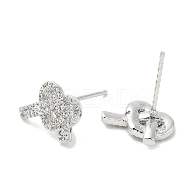 Rack Plating Brass Micro Pave Clear Cubic Zirconia Stud Earrings for Women EJEW-M260-16P-1