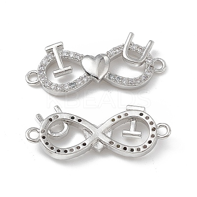 Brass Micro Pave Clear Cubic Zirconia Connector Charms KK-E068-VB377-1