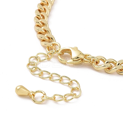 Cubic Zirconia Leopard Link Bracelet Brass Curb Chains for Women BJEW-G664-01G-04-1
