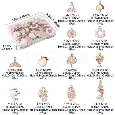 48Pcs 12 Styles Alloy Enamel Pendants ENAM-FS0003-50-1
