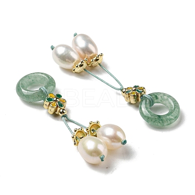 Natural Green Aventurine Donut Pendants SSHEL-R050-05G-1