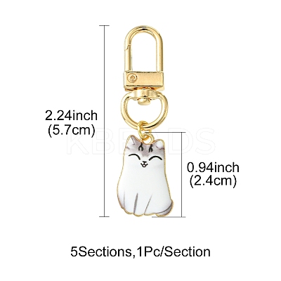 Cat Alloy Enamel Pendant Decorations HJEW-FZ00012-1