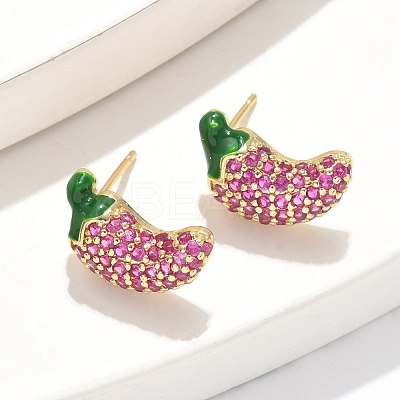 Brass Micro Pave Cubic Zirconia Stud Earrings EJEW-Q015-13G-02-1