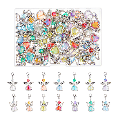 6 Sets 2 Styles Angel Acrylic Pendant Decorations HJEW-FH0001-58-1