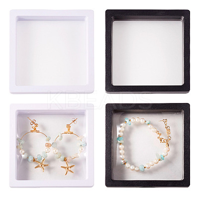 6Pcs 2 Styles Square Transparent 3D Floating Frame Display OBOX-TA0001-01-1
