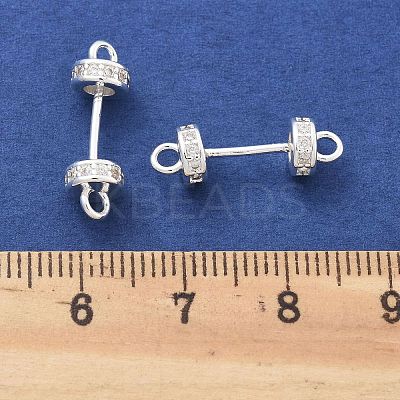 Brass Micro Pave Clear Cubic Zirconia Connector Charms KK-B134-43S-1