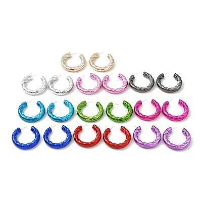 Twist Ring Acrylic Stud Earrings EJEW-P251-13-1