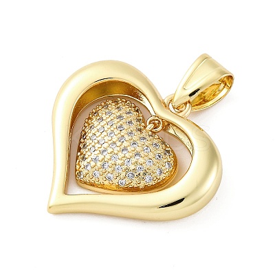 Brass Micro Pave Clear Cubic Zirconia Pendants KK-S510-31G-01-1