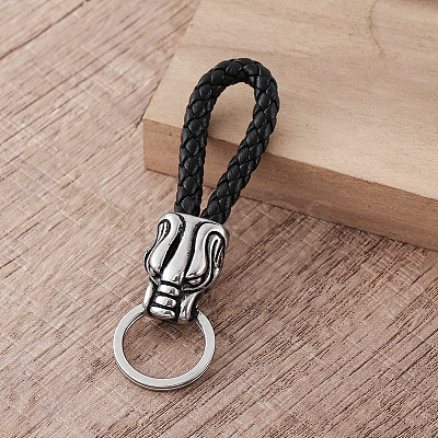 Braided PU Leather Keychains JI5354-1