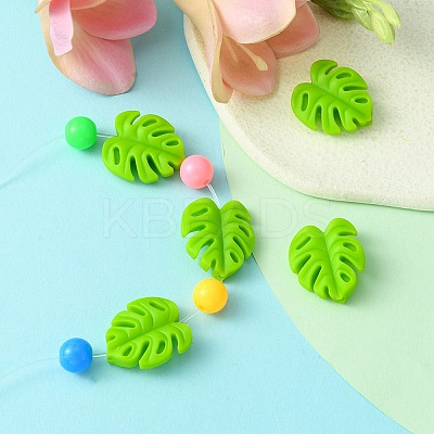 Monstera Leaf Food Grade Eco-Friendly Silicone Focal Beads FIND-YW0004-01-1