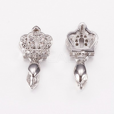 Long-Lasting Plated Brass Micro Pave Cubic Zirconia Ice Pick Pinch Bails ZIRC-F069-22P-1