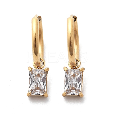 Ion Plating(IP) 304 Stainless Steel Micro Pave Cubic Zirconia Hoop Earrings STAS-R004-06G-02-1