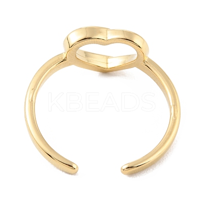 304 Stainless Steel Hollow Heart Open Cuff Rings for Valentine's Day X-RJEW-D002-26G-1