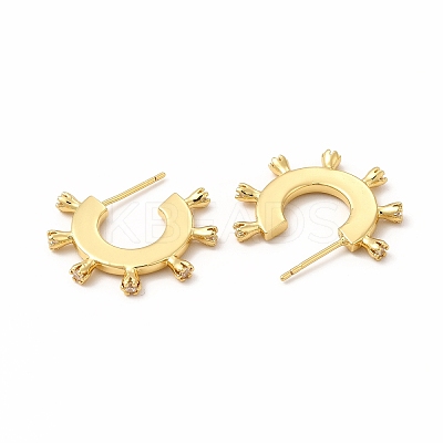 Rack Plating Brass Micro Pave Cubic Zirconia Stud Earrings for Women EJEW-H091-22G-1