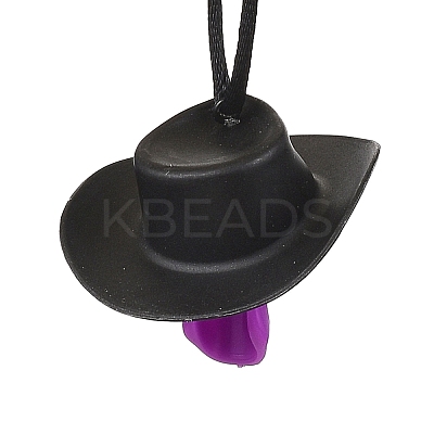 Halloween Skull Plastic Pendant Necklaces NJEW-S006-01B-1