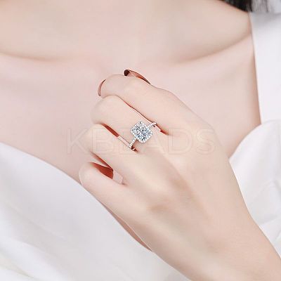 Rhodium Plated 925 Sterling Silver Micro Pave 5x7mm Cubic Zirconia Finger Rings for Women WG8E258-26-1