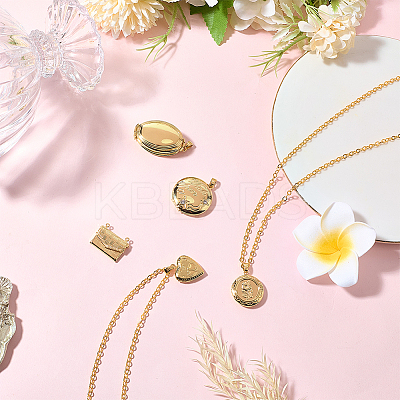 5Pcs 5 Styles Brass Locket Pendants KK-SC0007-17-1