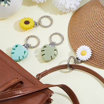 Sunflower & Leaf Silicone Hat Clip for Travel HJEW-FH00040-1