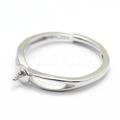 Anti-Tarnish Adjustable Rhodium Plated 925 Sterling Silver Design Ring Mounts Fittings with Pearl Seat STER-I016-016P-1