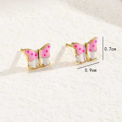 Elegant Brass Butterfly Stud Earrings EJ7103-1