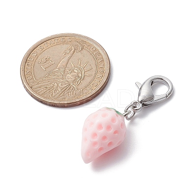 Opaque Resin Strawberry Pendant Decoration HJEW-JM01420-02-1