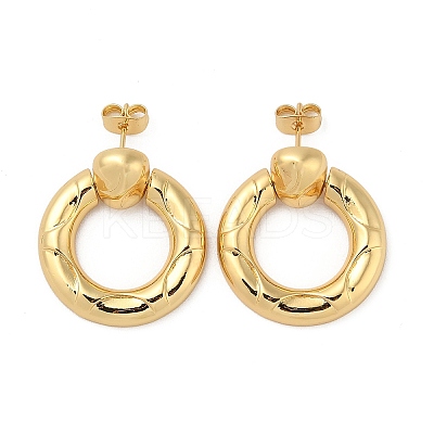 Real 18K Gold Plated Brass Dangle Stud Earrings EJEW-P252-07A-G-1