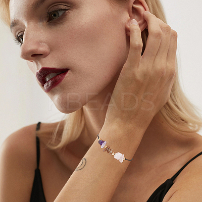 2Pcs 2 Styles Natural Quartz & Lapis Lazuli & Amethyst & Smokey Quartz & Rose Quartz & Synthetic Hematite  Bead Braided Bead Bracelets BJEW-FH0001-06A-1