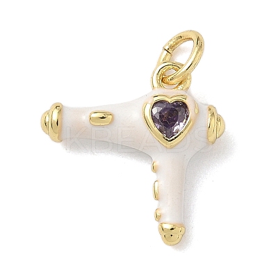 Brass Micro Pave Cubic Zirconia Charms KK-B155-17G-01-1