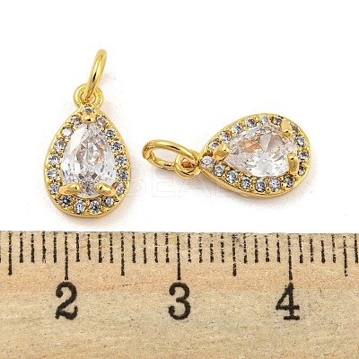 Brass Micro Pave Clear Cubic Zirconia Charms KK-G490-20G-1