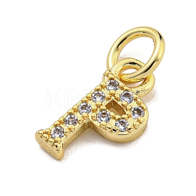 Initial Letter Brass with Cubic Zirconia Charms KK-Q814-26P-G-1