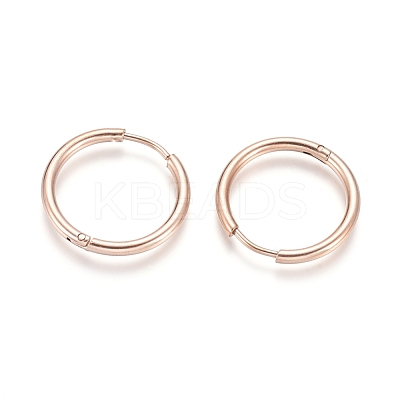 Ion Plating(IP) 304 Stainless Steel Huggie Hoop Earrings EJEW-F111-20mm-RG-1