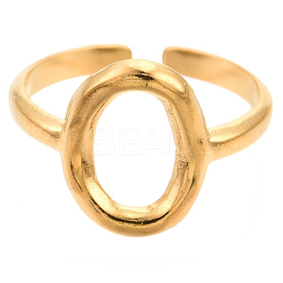 Ion Plating(IP) 304 Stainless Steel Hollow Oval Cuff Rings X-RJEW-N038-120LG-1