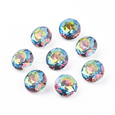 Pointed Back & Back Plated Glass Rhinestone Cabochons RGLA-J012-10mm-001VM-1