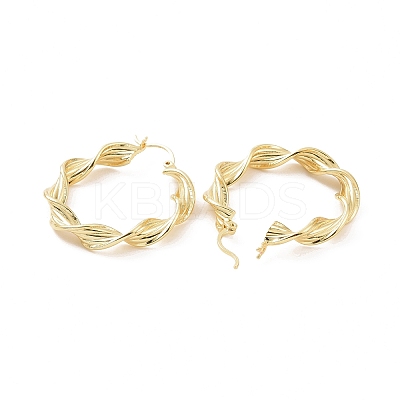 Brass Twist Rope Shape Hoop Earrings for Women EJEW-F303-08G-1