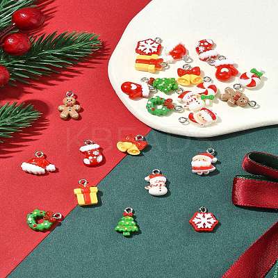 24Pcs 12 Styles Christmas Theme Opaque Resin Pendants RESI-FS0001-86A-1