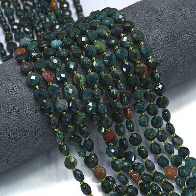 Natural Bloodstone/Heliotrope Stone Beads Strands G-K389-B04-01-1
