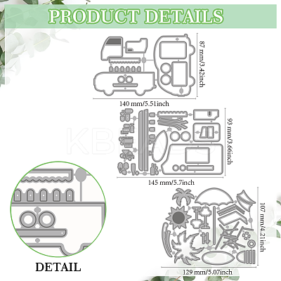 Beach Theme Carbon Steel Cutting Dies Stencils DIY-WH0309-1939-1