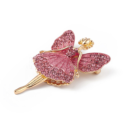 Butterfly Dancer Enamel Pin with Rhinestone JEWB-P016-01G-02-1
